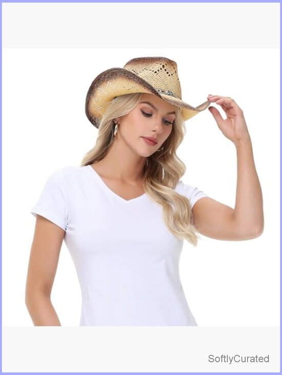 Cowboy Hat Wide Brim Straw Western Hat Shapeable for Women Men main image 5